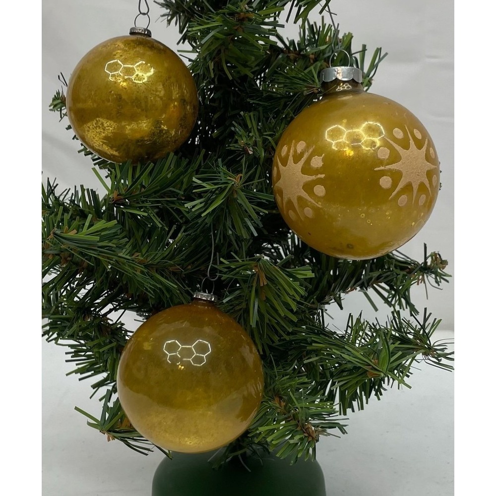 Vintage Glass Christmas Ornaments Japan Indent Lantern Set 4 Amber Gold